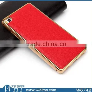 For Huawei P8 Luxury Aluminum Bumper Leather Back Cover Mobile Phone Case thumbnail-3