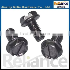 Full Threaded Black Zinc Plated Slotted Hex Washer Head Machine Screw With Different Size Are Avaliable thumbnail-1
