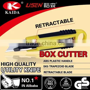 Stationery Cutter Auto Retractable Safety Box Trapezoid Blade Plastic With Rubber Grip Handle Cutter thumbnail-1