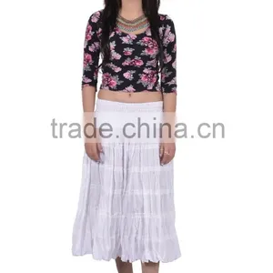 M2838 Cotton Skirts Tiered Skirt New Garments Voil Print Camric Print Soft Rayon Printed Indian Kurta Cotton Summer Short Skirt thumbnail-1