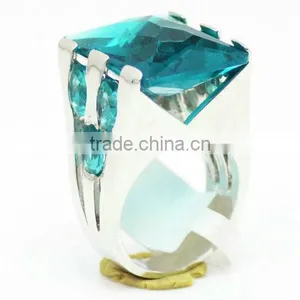 925 Silver Women Big Stone Fashion Ring thumbnail-1