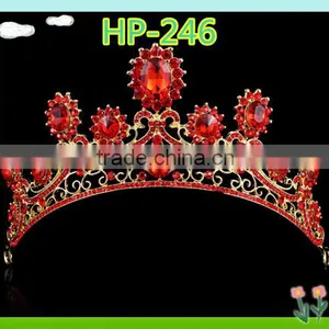 Wholesale Bling Rhinestone Pageant Crown, Red Rhinestone Crowns thumbnail-1