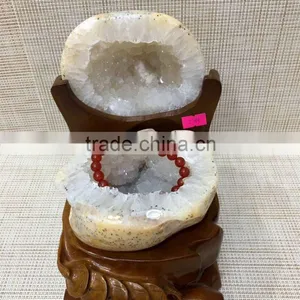 Natural White Agate Geode Crystal Treasure Basin For Sale thumbnail-1