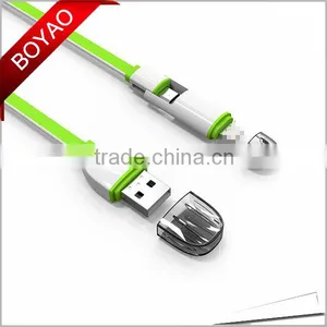 Colorful Flat Custom Logo Micro Usb Cable, 2 in 1 Micro Usb Data Cable thumbnail-3