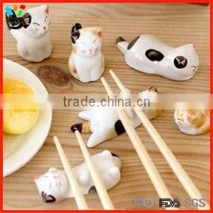 Cute Hand Made Chinese Ceramic Cartoon Cat, Panda, Rubblit & Dog Pattern Chopsticks Rest Knife Fork Holder thumbnail-1