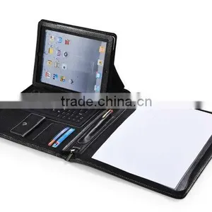 IPad Zippered Leather Padfolio With Bluetooth Keyboard and Angle Viewing thumbnail-1