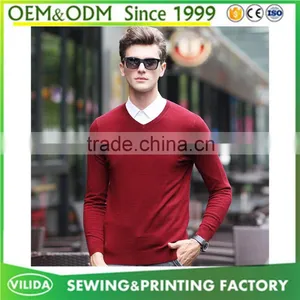 Custom Winter Mens 100% Woolen Knitted Sweater New Design V Neck Blank Knitted Sweater thumbnail-2