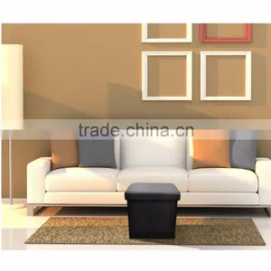 Foldable Storage Ottoman - Contemporary Faux Leather Ottoman With Cover, Black thumbnail-5