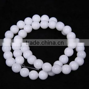 6mm Natural Round Solid White Agate Loose Beads thumbnail-1