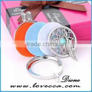DIY Silver Round Hollow Fragrance Oil Diffuser Necklace Pendant Wholesale Fashion Aromatherapy Necklace thumbnail-4