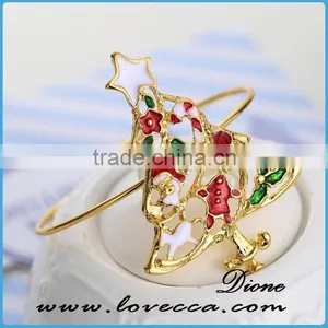 Merry Christmas Party Gift Charms Gold Christmas Tree Bracelets Bangle thumbnail-2