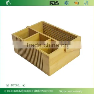 Home & Kitchen 4-compartment Bamboo Cutlery Box With Handle thumbnail-2