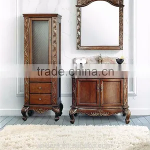 2016 Small Corner Bathroom Decor Quartz Stone Counter Top Solid Wood Modern Bathroom VanityWTS240 thumbnail-1