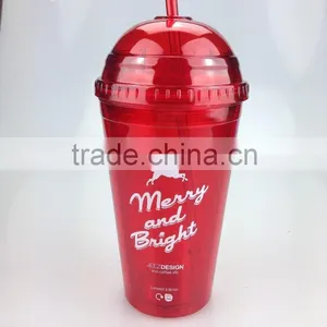 New Design Beautiful Cup Plastic Cup With Straw Drink Mug thumbnail-3