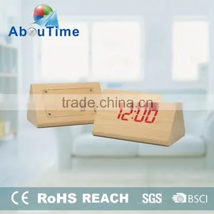 2016 New Luxury Triangle Wooden Led Alarm Clock thumbnail-2
