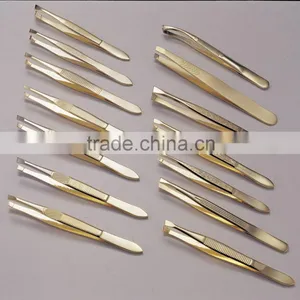 Gold Plating Eyebrow Tweezer/Stainless Steel Tweezers thumbnail-1