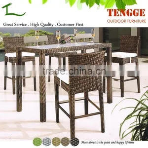 4 Seater Brown Mix Wicker Outdoor Bar Furniture Sets thumbnail-1