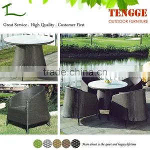 All Weather Garden Furniture Outdoor Wicker Dining Table and Chairs thumbnail-2
