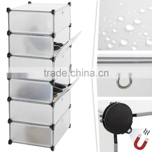 PP Shelf Storage With Doors Shoe Rack Organizer Shelving System Plastic White thumbnail-3