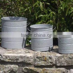 Galvanized Outdoor Planter | Galvanized Zinc Flower Garden Planter thumbnail-2