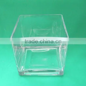 Large Square Glass Vase,hand-made Glass Vase,square Glass Flower Vase,glassware thumbnail-1