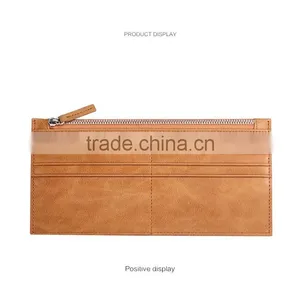 Top Cowhide Leather Tan Color Rfid Blocking Men Zipper Card Holder Wallet thumbnail-1