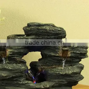 Two Stream Rock Tabletop Fountain With LED Lights thumbnail-2