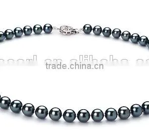 AA 6-7mm Black Japanese Akoya Pearl Necklace thumbnail-1