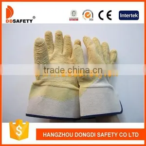 DDSAFETY 2017 Yellow Latex Crinkle Coating Gloves With Cotton Or Jersey Liner thumbnail-1
