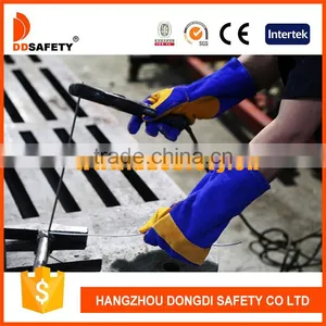 Blue Cow Split Reinforced Palm And Back AB Grade Welder Gloves thumbnail-1