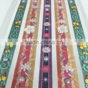 New Design Handmade Ribbon Sticker, Ribbon Sticker With Plastic Pearl and Follow, thumbnail-3