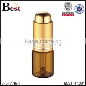 Best Selling 3ml 5ml 7ml 8ml Cosmetic Essential Oil Bottle Perfume Glass Amber Golden Aluminum Pump Glass Perfume Bottle China thumbnail-1