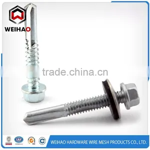 Patta Hex Head Galvanized Zinc Plated Self-drilling Screws With EPDM Rubber Washer. thumbnail-1
