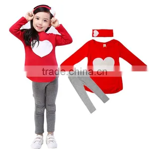 3PCS/SET Pants Kids Children's Baby Clothing Set Hat Girl Girls Leggings Winter Clothes Autumn Warm Cloth Suits Heart Design thumbnail-2