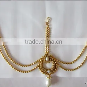 MATHAPATTI MAANG TIKA GOLD PLATED POLKI Pearl thumbnail-1