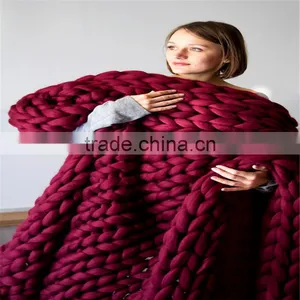 2017 Knitted Wool Blend Blanket Air Conditioning Leisure Chunky Blanket Kniting Blanket thumbnail-2