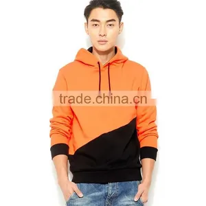 Orange and Black Contrast Color Hoodie With Earphone Hoodie Drawstring thumbnail-1