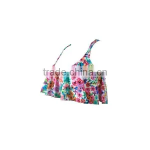 Flora Print Swimsuits,strappy Back Flounce Top With Cheeky Bottom thumbnail-4