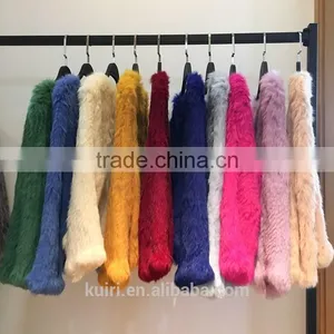 Luxury Knitted Rabbit Fur Coat Women Genuine Rabbit Fur Jacket Fur Waistcoat Colorful thumbnail-1
