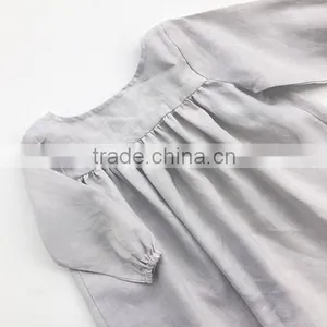 Babydoll Dress In Linen Fabric Elastic Cuffs Baby Girls Dress Designs Plus Size thumbnail-3