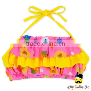 2017 New Design Children Ruffle Halter Cake Wrap Chest Little Girl Swimwear Beach Clothes Top thumbnail-1