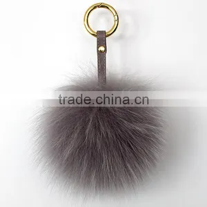 Myfur High Quality Luxury Colorful 12-13cm Fluffy Fox Fur Ball Keychain thumbnail-5