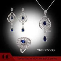 Hot Selling Clear And Sapphire Zirconia Silver Trendy Jewelry Sets thumbnail-1