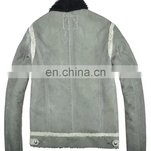 2015 Last Fashion Mens Handsome Lamb Motrocycle Pure Leather Jacket thumbnail-2