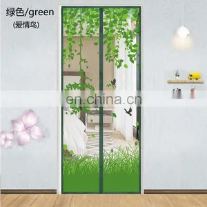 Magnetic Curtain Automatic Closing Door Screen Bird Style Print Polyester Fiber 4 Color 2 Size 1Pcs thumbnail-2