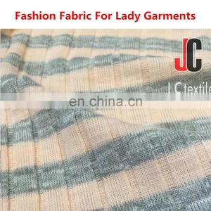 High Quality T/R Pyed Velour Lycra Fabric Knit Rib Trim Stripe Designs Fabric Elastic Fabric thumbnail-2