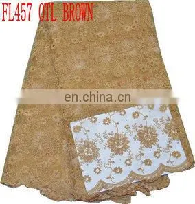 High Quality African French Lace/organza Lace/sequin Lace (FL457) thumbnail-6