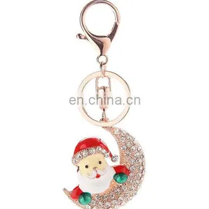 Stock Christmas Gift Charm Lady Rhinestone Metal Christmas Stockings Keychain thumbnail-3