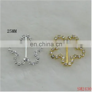 Grade A Rhinestone Heart Buckles Wedding Ribbon Slider 25mm Bar thumbnail-1