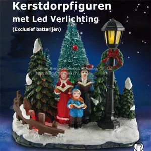 4'' B/O LED Snowman With Tree Scene,x'mas Tree Scene,choir Scene Play Snowman Polyresin Christmas House Decoration thumbnail-1